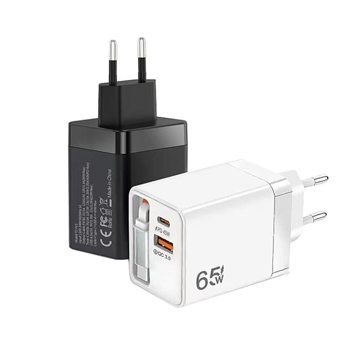 FC1 3-in-1 70cm 伸縮式Type-Cケーブル、PD3.0、QC3.0 USBスマホ充電器、EUプラグ