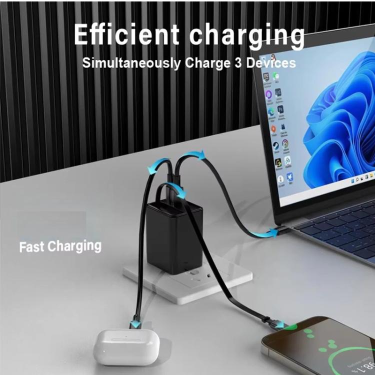 FC1 3-in-1 70cm 伸縮式Type-Cケーブル、PD3.0、QC3.0 USBスマホ充電器、EUプラグ