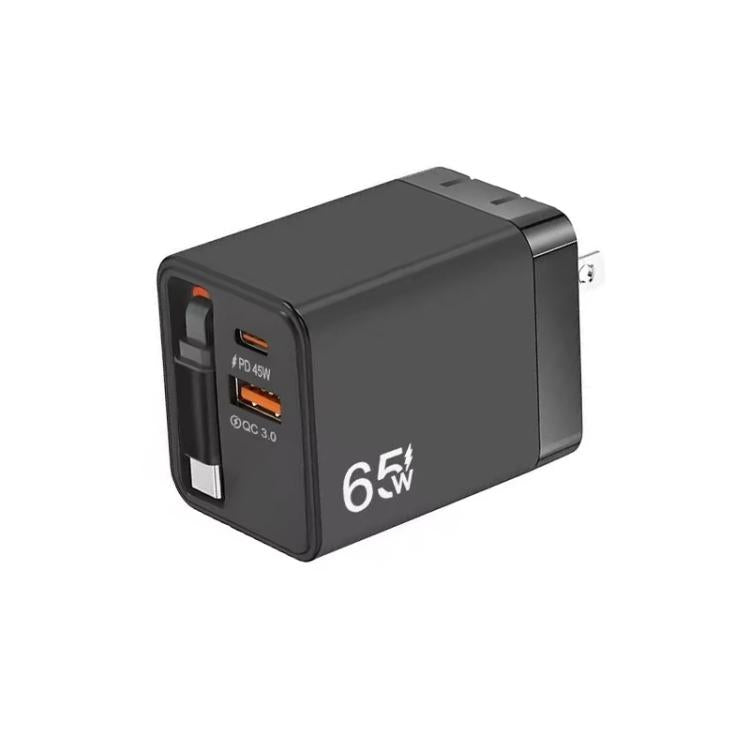 FC1 3-in-1 70cm 伸縮式Type-Cケーブル、PD3.0、QC3.0 USBスマホ充電器、USプラグ