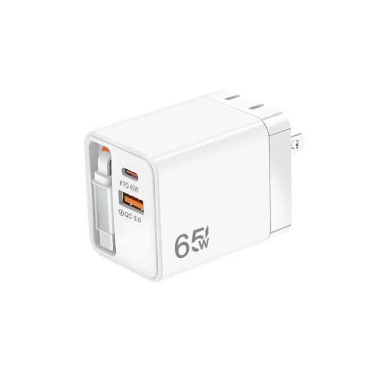 FC1 3-in-1 70cm 伸縮式Type-Cケーブル、PD3.0、QC3.0 USBスマホ充電器、USプラグ