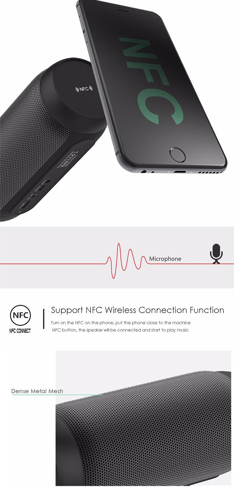 BQ615 PRO カラフルLED ワイヤレス HiFi ステレオスピーカー Bluetooth + TFカードプレーヤー + FMラジオ + AUX + NFC搭載 BQ615 PRO