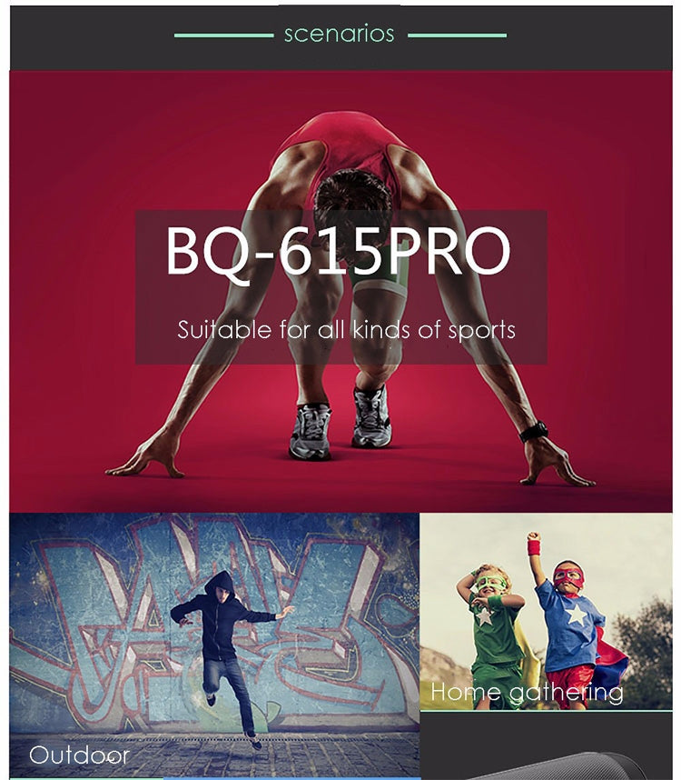 BQ615 PRO カラフルLED ワイヤレス HiFi ステレオスピーカー Bluetooth + TFカードプレーヤー + FMラジオ + AUX + NFC搭載 BQ615 PRO