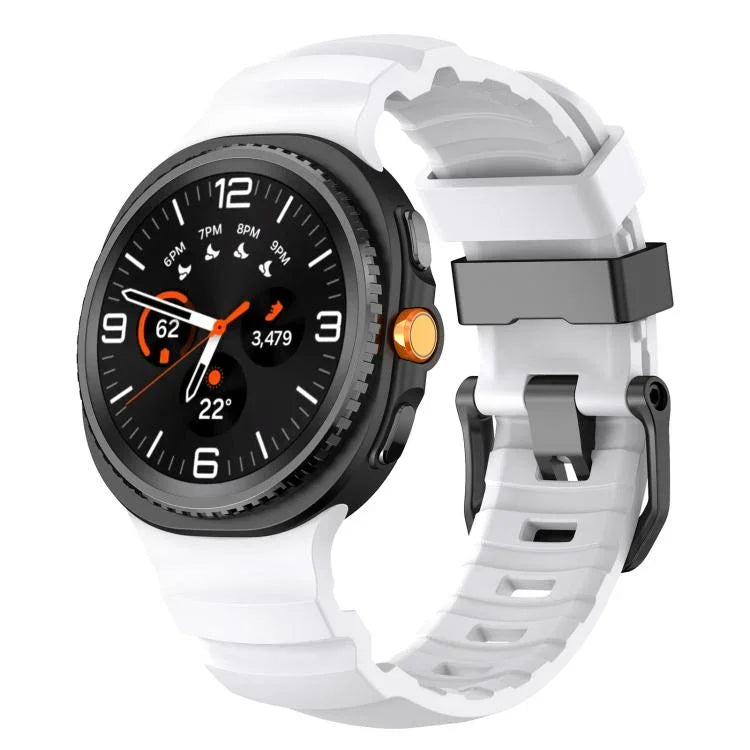 ブラックバックルスポーツシリコンウォッチバンド、Samsung Galaxy Watch8 / Watch8 Classic用