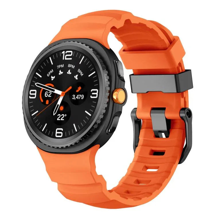 ブラックバックルスポーツシリコンウォッチバンド、Samsung Galaxy Watch8 / Watch8 Classic用