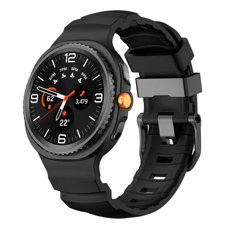 ブラックバックルスポーツシリコンウォッチバンド、Samsung Galaxy Watch8 / Watch8 Classic用