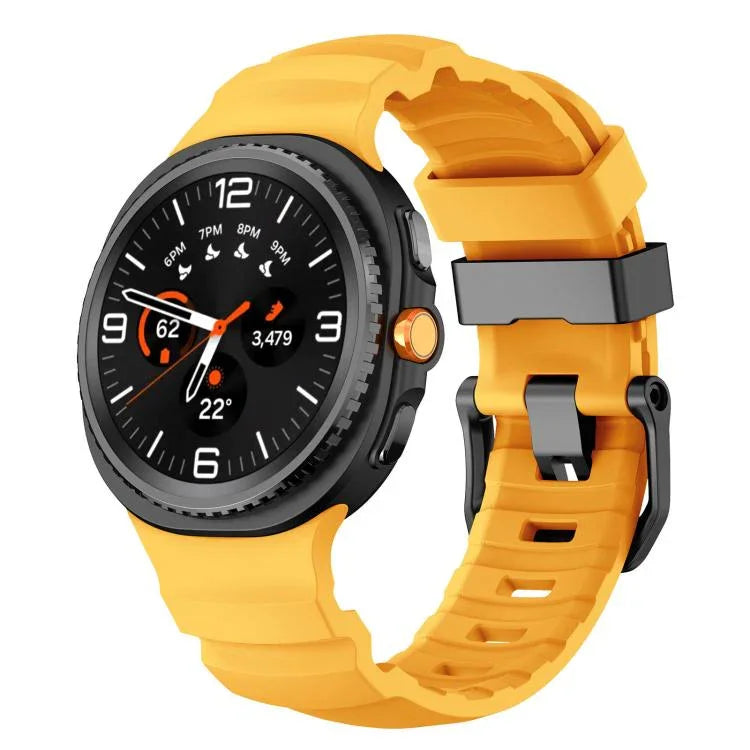 ブラックバックルスポーツシリコンウォッチバンド、Samsung Galaxy Watch8 / Watch8 Classic用