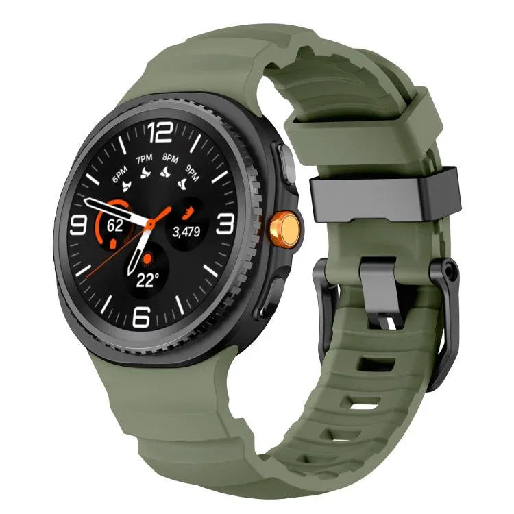 ブラックバックルスポーツシリコンウォッチバンド、Samsung Galaxy Watch8 / Watch8 Classic用