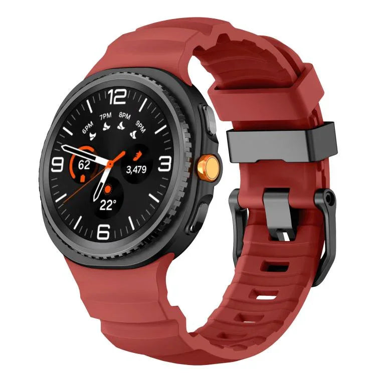ブラックバックルスポーツシリコンウォッチバンド、Samsung Galaxy Watch8 / Watch8 Classic用