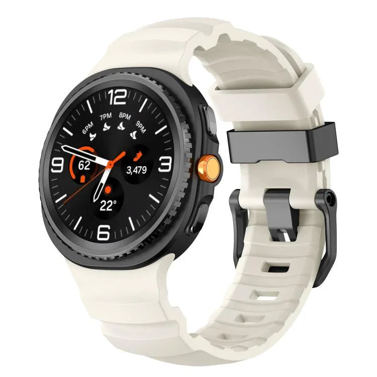 ブラックバックルスポーツシリコンウォッチバンド、Samsung Galaxy Watch8 / Watch8 Classic用