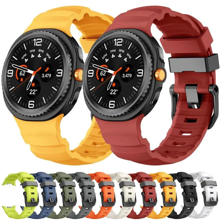 ブラックバックルスポーツシリコンウォッチバンド、Samsung Galaxy Watch8 / Watch8 Classic用