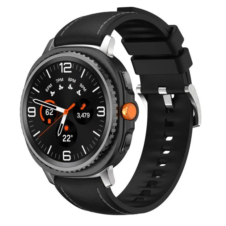 シリコンハイブリッドレザースキンウォッチバンド、Samsung Galaxy Watch8 / Watch8 Classic用