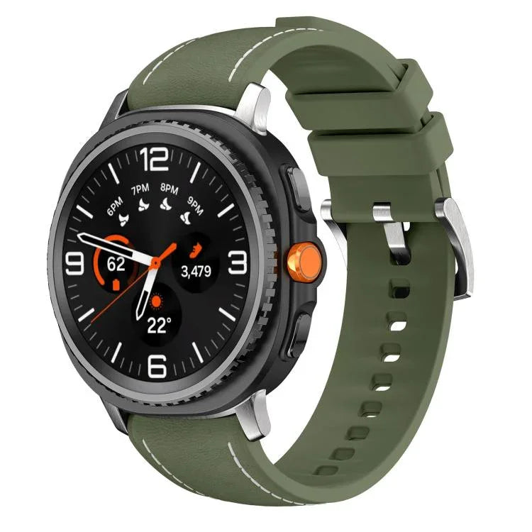 シリコンハイブリッドレザースキンウォッチバンド、Samsung Galaxy Watch8 / Watch8 Classic用