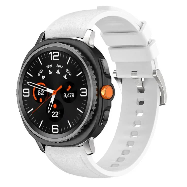 シリコンハイブリッドレザースキンウォッチバンド、Samsung Galaxy Watch8 / Watch8 Classic用