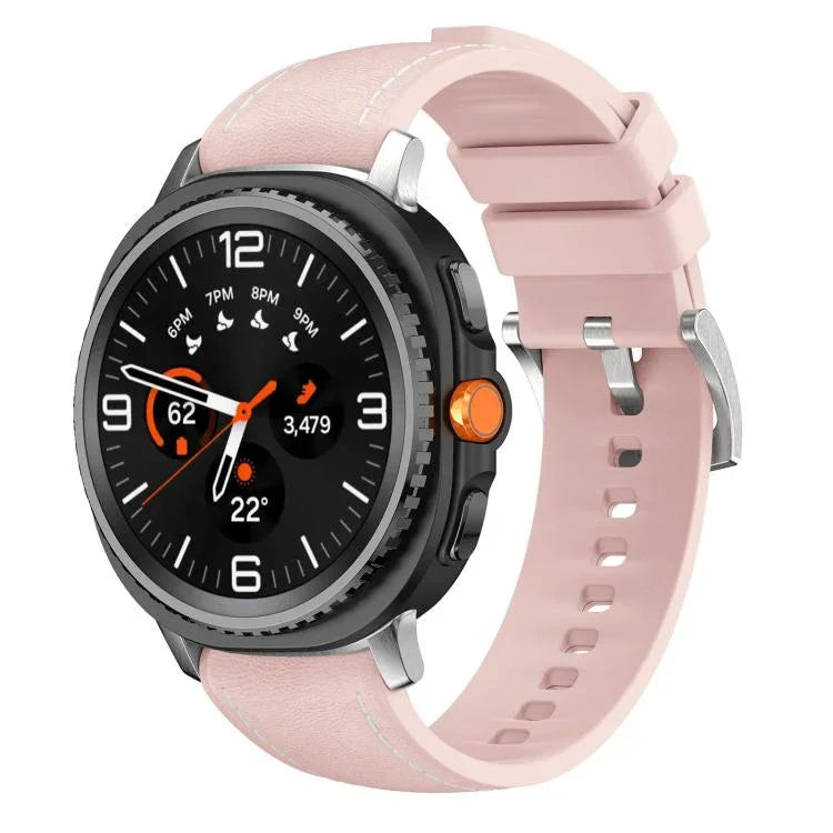 シリコンハイブリッドレザースキンウォッチバンド、Samsung Galaxy Watch8 / Watch8 Classic用