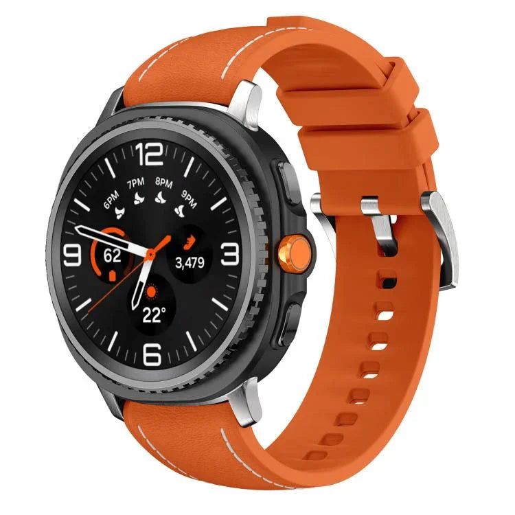 シリコンハイブリッドレザースキンウォッチバンド、Samsung Galaxy Watch8 / Watch8 Classic用
