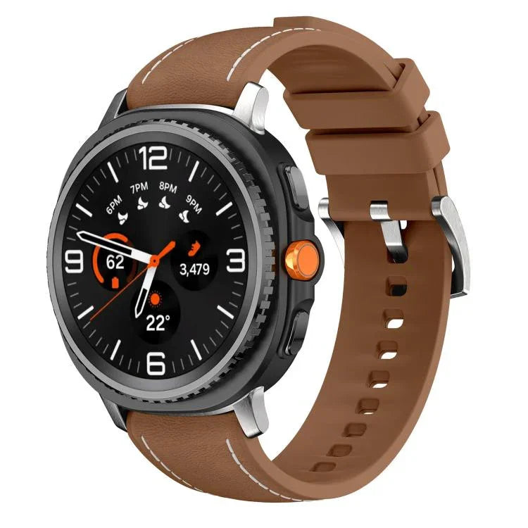シリコンハイブリッドレザースキンウォッチバンド、Samsung Galaxy Watch8 / Watch8 Classic用