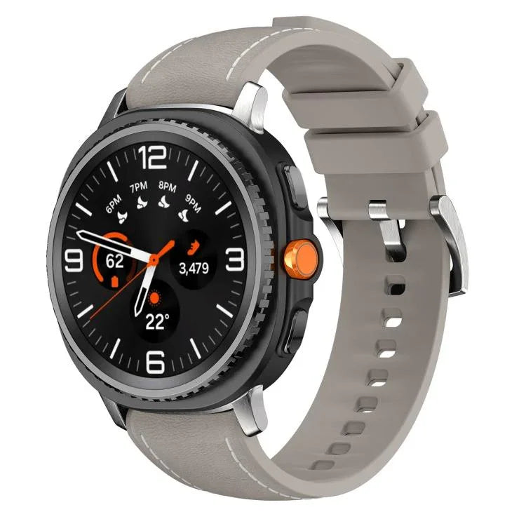 シリコンハイブリッドレザースキンウォッチバンド、Samsung Galaxy Watch8 / Watch8 Classic用