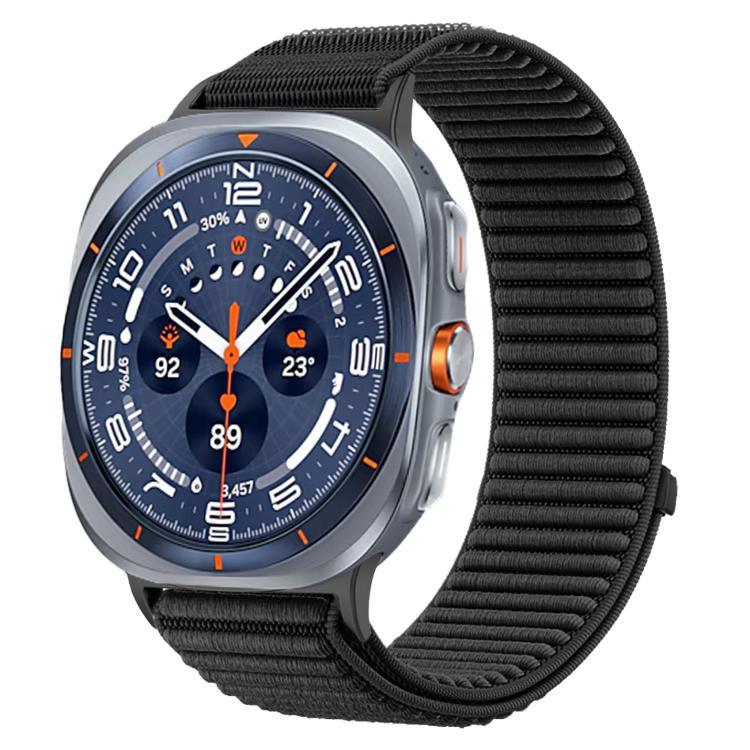 織りナイロンフック＆ループファスナーメタルインターフェースウォッチバンド、Samsung Galaxy Watch Ultra 47mm / Ultra 2025用