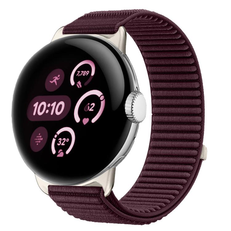 織りナイロンフック＆ループファスナーメタルインターフェースウォッチバンド、Google Pixel Watch 4 / Watch 3 45mm用、Google Pixel Watch 4 / 3 / 2 / 1 41mm用