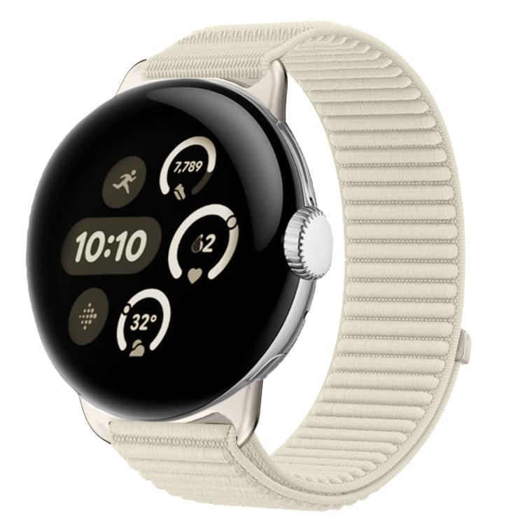 織りナイロンフック＆ループファスナーメタルインターフェースウォッチバンド、Google Pixel Watch 4 / Watch 3 45mm用、Google Pixel Watch 4 / 3 / 2 / 1 41mm用