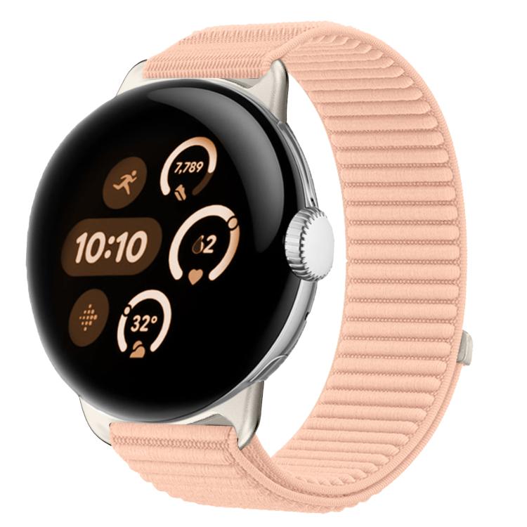 織りナイロンフック＆ループファスナーメタルインターフェースウォッチバンド、Google Pixel Watch 4 / Watch 3 45mm用、Google Pixel Watch 4 / 3 / 2 / 1 41mm用