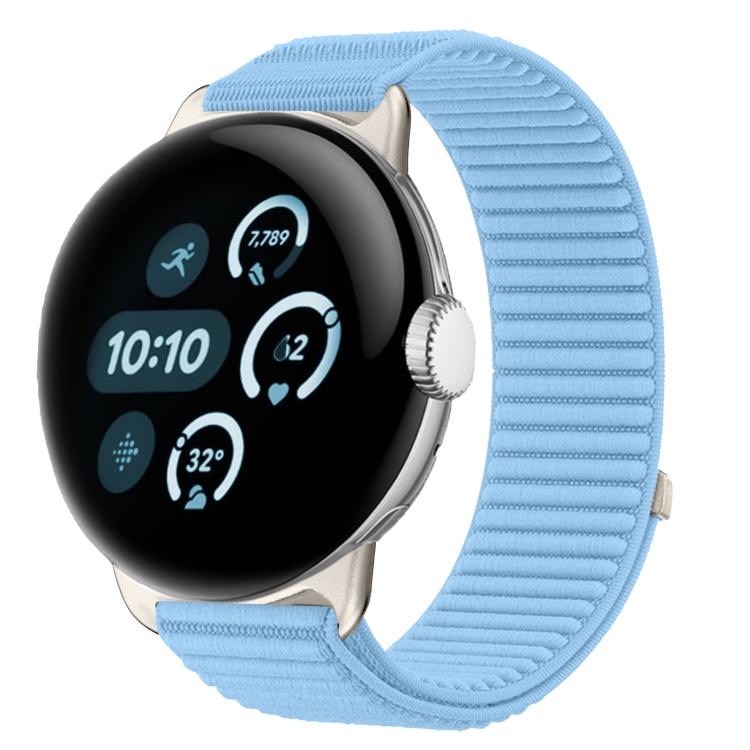 織りナイロンフック＆ループファスナーメタルインターフェースウォッチバンド、Google Pixel Watch 4 / Watch 3 45mm用、Google Pixel Watch 4 / 3 / 2 / 1 41mm用