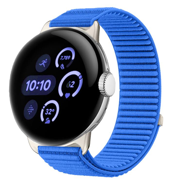 織りナイロンフック＆ループファスナーメタルインターフェースウォッチバンド、Google Pixel Watch 4 / Watch 3 45mm用、Google Pixel Watch 4 / 3 / 2 / 1 41mm用