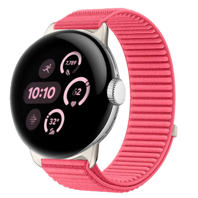 織りナイロンフック＆ループファスナーメタルインターフェースウォッチバンド、Google Pixel Watch 4 / Watch 3 45mm用、Google Pixel Watch 4 / 3 / 2 / 1 41mm用