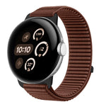 織りナイロンフック＆ループファスナーメタルインターフェースウォッチバンド、Google Pixel Watch 4 / Watch 3 45mm用、Google Pixel Watch 4 / 3 / 2 / 1 41mm用