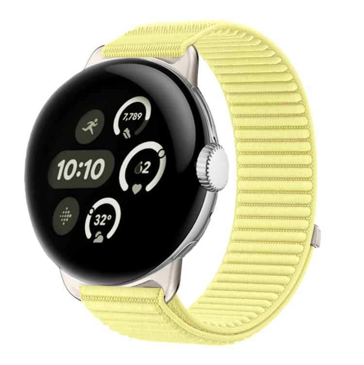 織りナイロンフック＆ループファスナーメタルインターフェースウォッチバンド、Google Pixel Watch 4 / Watch 3 45mm用、Google Pixel Watch 4 / 3 / 2 / 1 41mm用