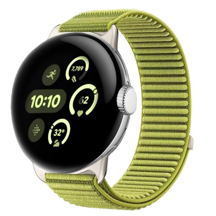 織りナイロンフック＆ループファスナーメタルインターフェースウォッチバンド、Google Pixel Watch 4 / Watch 3 45mm用、Google Pixel Watch 4 / 3 / 2 / 1 41mm用