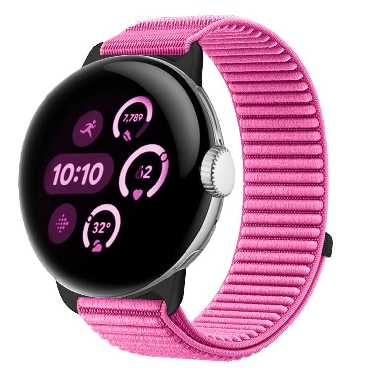 織りナイロンフック＆ループファスナーメタルインターフェースウォッチバンド、Google Pixel Watch 4 / Watch 3 45mm用、Google Pixel Watch 4 / 3 / 2 / 1 41mm用