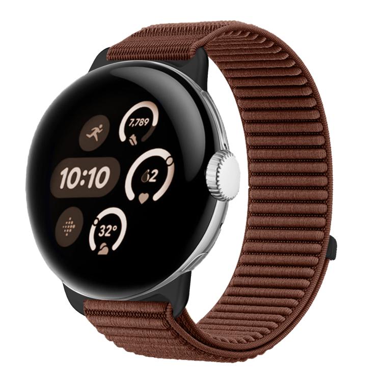 織りナイロンフック＆ループファスナーメタルインターフェースウォッチバンド、Google Pixel Watch 4 / Watch 3 45mm用、Google Pixel Watch 4 / 3 / 2 / 1 41mm用