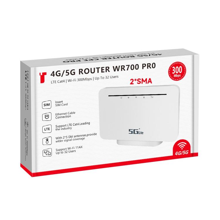 WR700-E SIM Card 300Mbps Eurasian Version Detachable Antenna Mobile WiFi 4G CPE Router, EU Plug