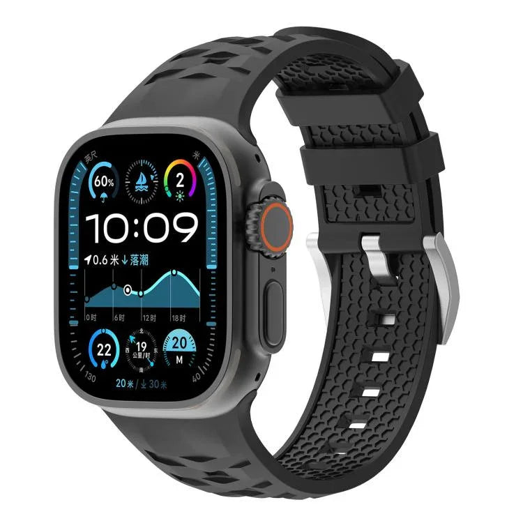 タイヤテクスチャー二色シリコン時計バンド、Apple Watch 46mm / 49mm / 45mm / 44mm用、Apple Watch 42mm / 41mm / 40mm / 38mm用