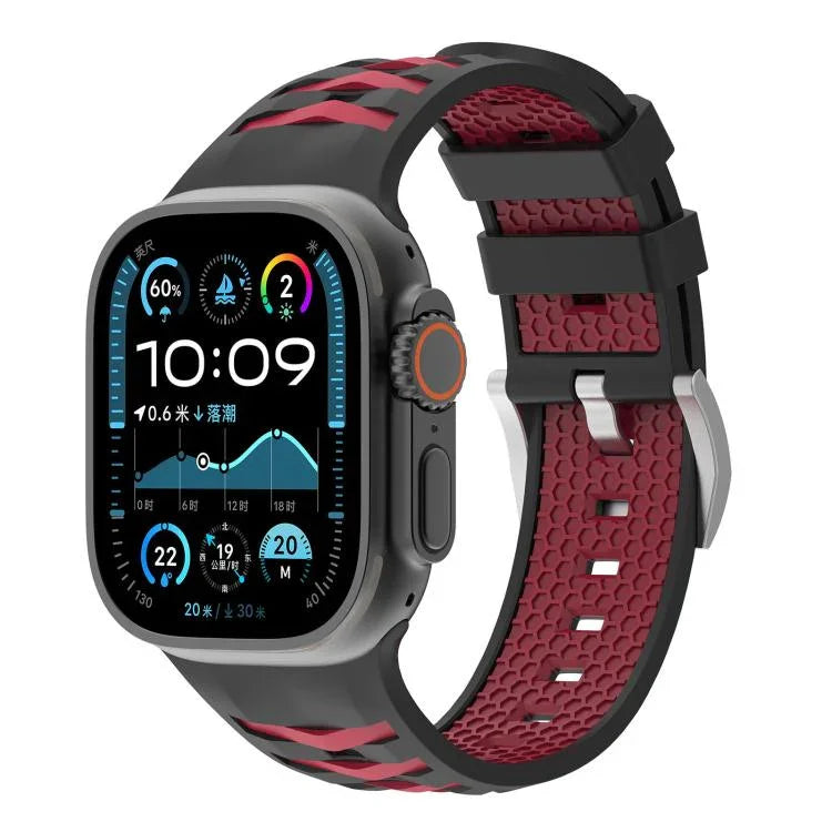 タイヤテクスチャー二色シリコン時計バンド、Apple Watch 46mm / 49mm / 45mm / 44mm用、Apple Watch 42mm / 41mm / 40mm / 38mm用