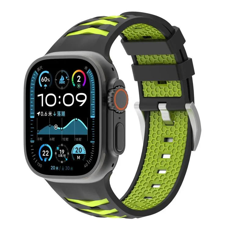 タイヤテクスチャー二色シリコン時計バンド、Apple Watch 46mm / 49mm / 45mm / 44mm用、Apple Watch 42mm / 41mm / 40mm / 38mm用