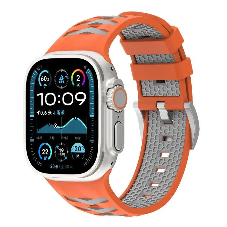 タイヤテクスチャー二色シリコン時計バンド、Apple Watch 46mm / 49mm / 45mm / 44mm用、Apple Watch 42mm / 41mm / 40mm / 38mm用