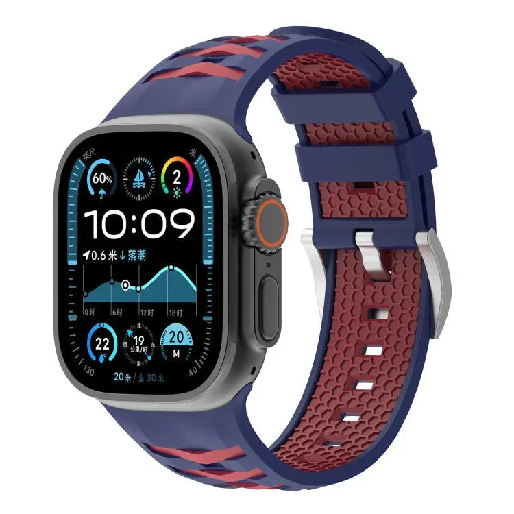タイヤテクスチャー二色シリコン時計バンド、Apple Watch 46mm / 49mm / 45mm / 44mm用、Apple Watch 42mm / 41mm / 40mm / 38mm用