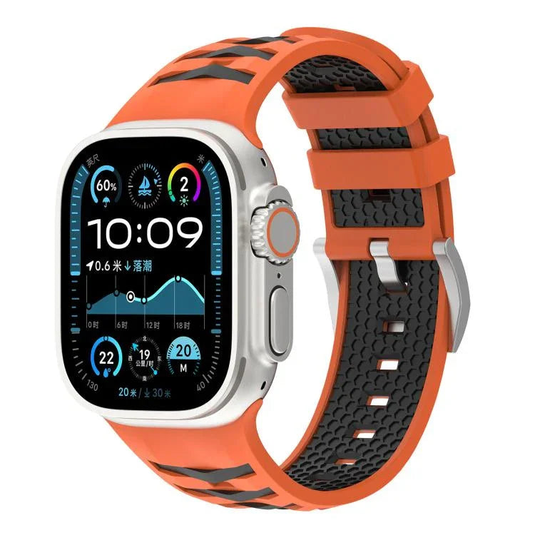 タイヤテクスチャー二色シリコン時計バンド、Apple Watch 46mm / 49mm / 45mm / 44mm用、Apple Watch 42mm / 41mm / 40mm / 38mm用
