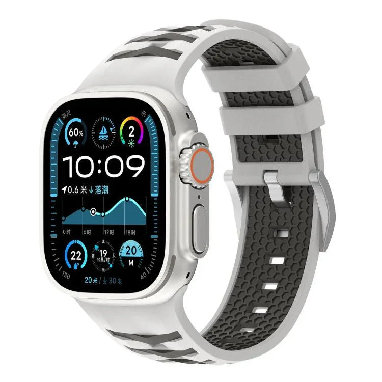 タイヤテクスチャー二色シリコン時計バンド、Apple Watch 46mm / 49mm / 45mm / 44mm用、Apple Watch 42mm / 41mm / 40mm / 38mm用