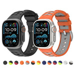 タイヤテクスチャー二色シリコン時計バンド、Apple Watch 46mm / 49mm / 45mm / 44mm用、Apple Watch 42mm / 41mm / 40mm / 38mm用