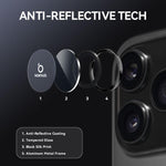 NORTHJO カメラレンズプロテクター CDメタルリング 強化ガラスフィルム、iPhone 17 Pro / 17 Pro Max用