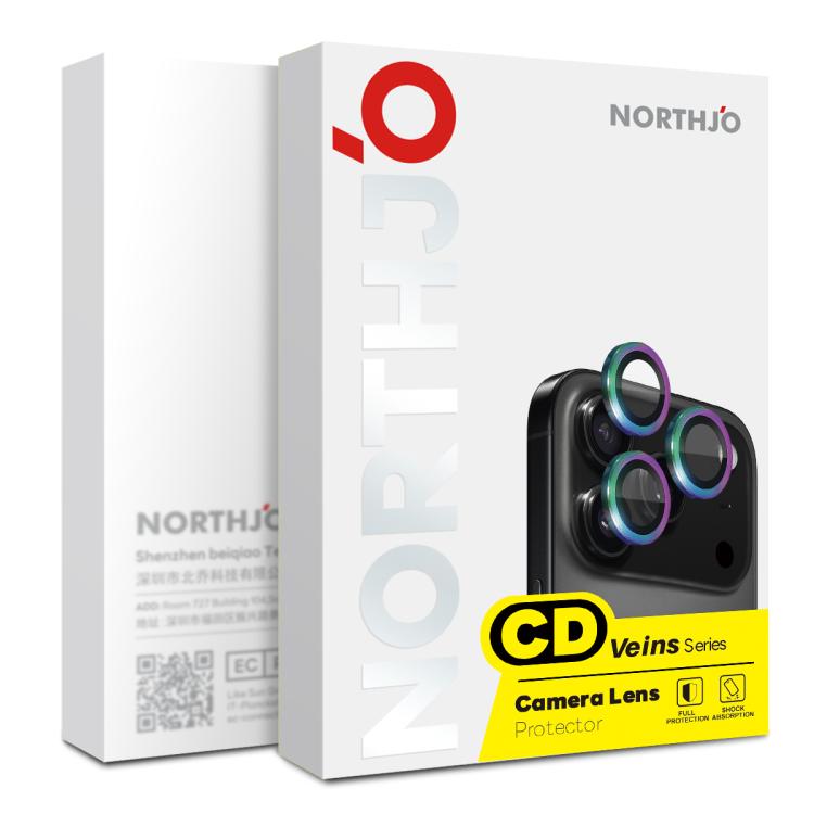 NORTHJO カメラレンズプロテクター CDメタルリング 強化ガラスフィルム、iPhone 17 Pro / 17 Pro Max用