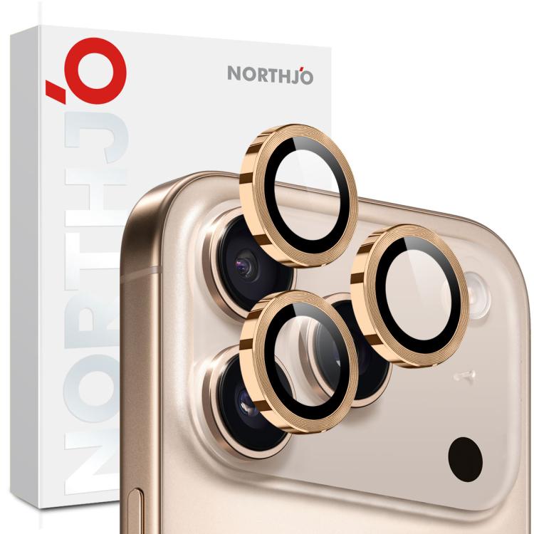 NORTHJO カメラレンズプロテクター CDメタルリング 強化ガラスフィルム、iPhone 17 Pro / 17 Pro Max用