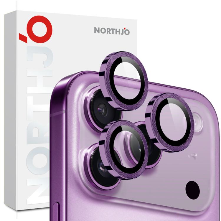 NORTHJO カメラレンズプロテクター CDメタルリング 強化ガラスフィルム、iPhone 17 Pro / 17 Pro Max用