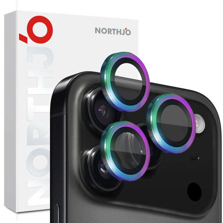 NORTHJO カメラレンズプロテクター CDメタルリング 強化ガラスフィルム、iPhone 17 Pro / 17 Pro Max用
