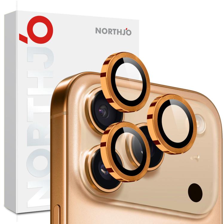 NORTHJO カメラレンズプロテクター CDメタルリング 強化ガラスフィルム、iPhone 17 Pro / 17 Pro Max用