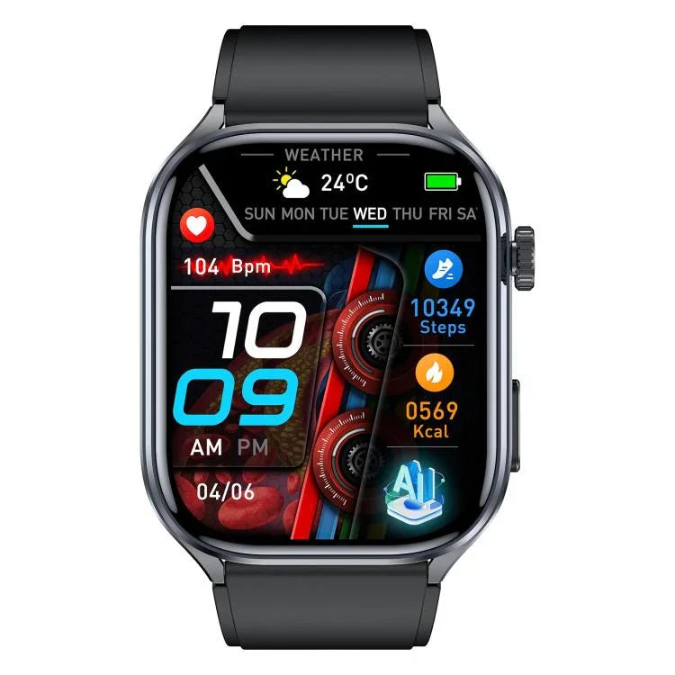 ET572 2.0インチ カラー画面 スマートウォッチ シリコンストラップ、健康モニタリング / 心電図対応