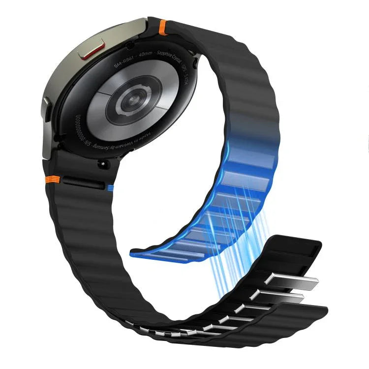 ウェービーグレインステッチマグネティックシリコンウォッチバンド、Samsung Galaxy Watch 7 / 6 / 5 / 4用
